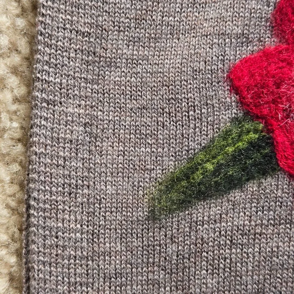 NWOT J. Jill Knit Scarf with Needle Felted Wool Flowers